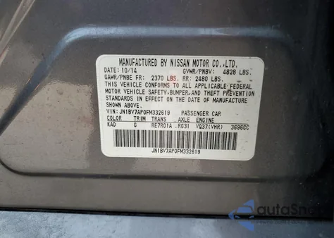 2015 Infiniti Q50 Base z USA, uszkodzony, nr VIN JN1BV7AP0FM332619